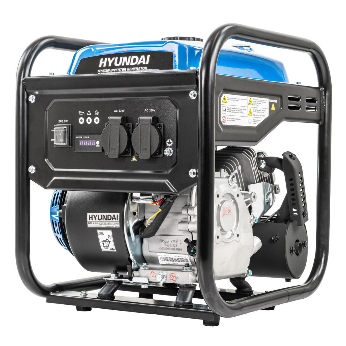 Hyundai 3.3kW / 3300W Inverter Open Framed Generator, Recoil Start, Pure Sine Wave | HY3750i