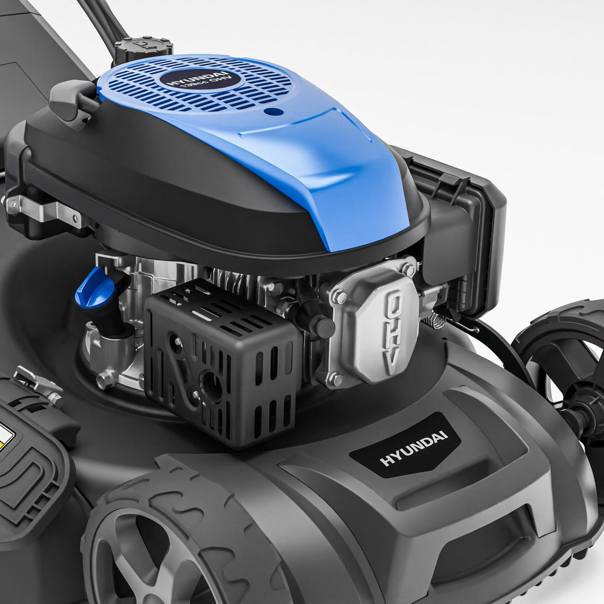 Hyundai HYM18150SPX side profile petrol lawn mower for garden use