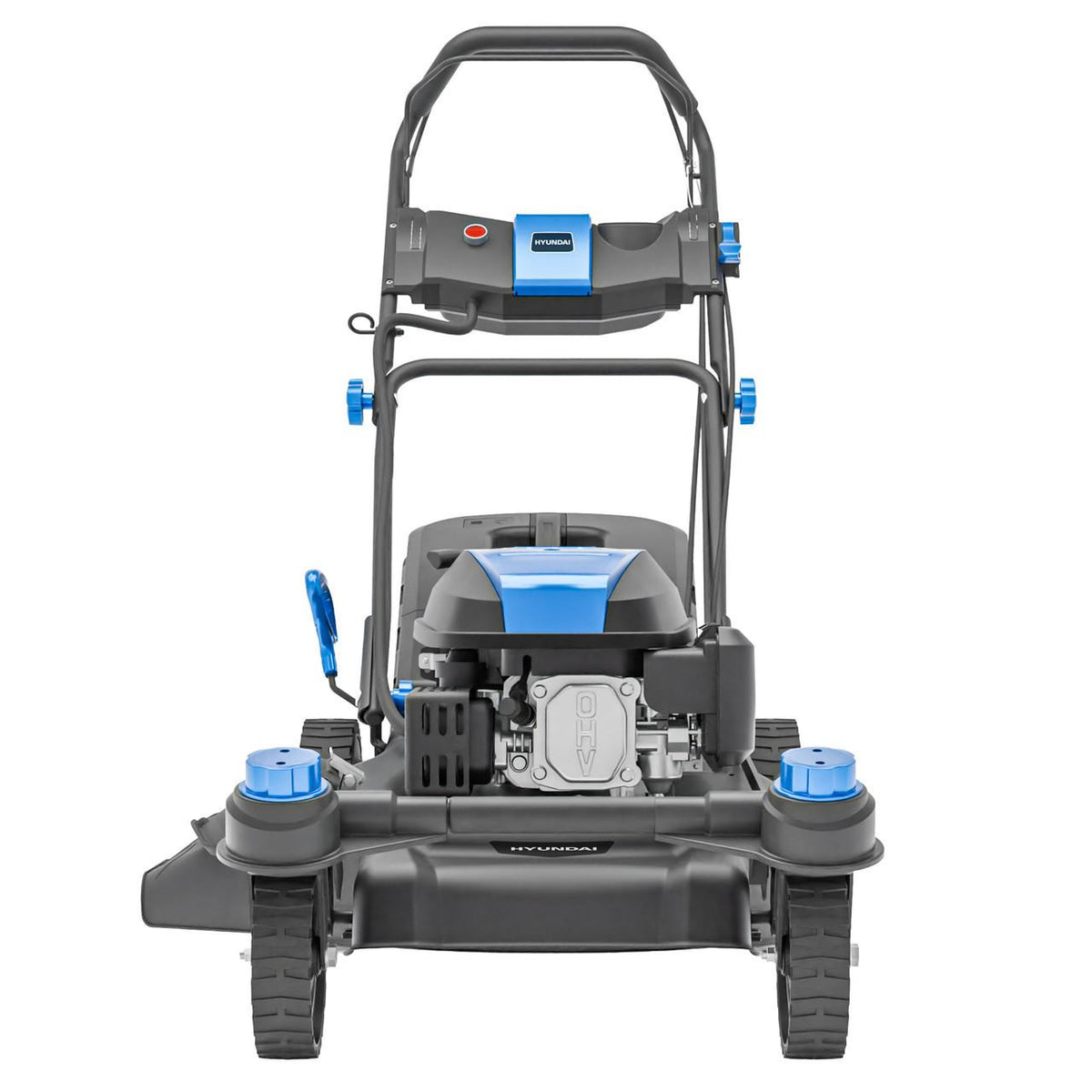 Hyundai petrol lawn mower with high capacity grass catcher for large lawns