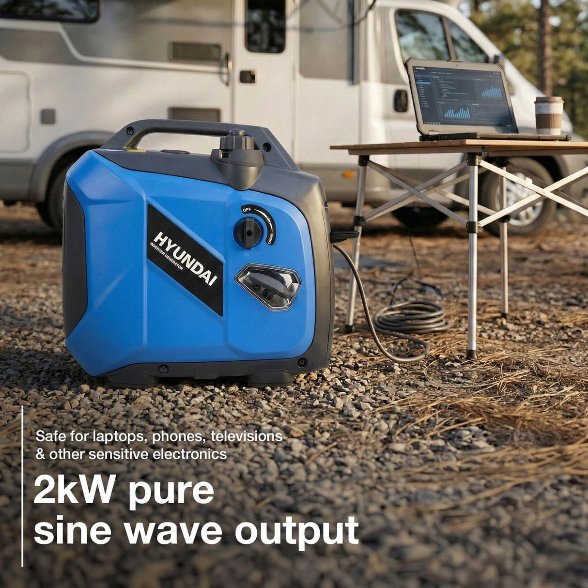 Hyundai 2.0kW / 2000W Inverter Generator, Recoil Start, Pure Sine Wave | HY2350Si