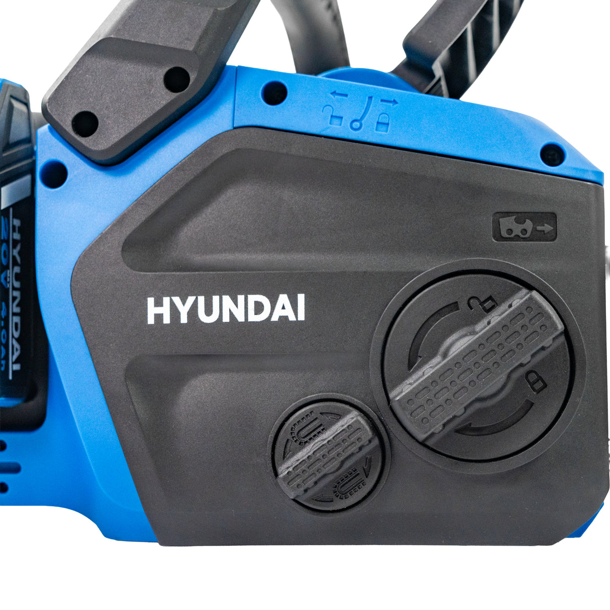 Hyundai 14" / 350mm 40V, (2x20V), 4Ah Brushless Cordless Chainsaw, Auto-Oiling, Anti-Kickback | HY40CCS350