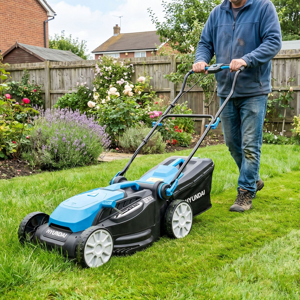 Hyundai 38cm / 15" 40V (2x20V) 3-in-1 Brushless Cordless Lawnmower, 36L Bag | HY40CLM38