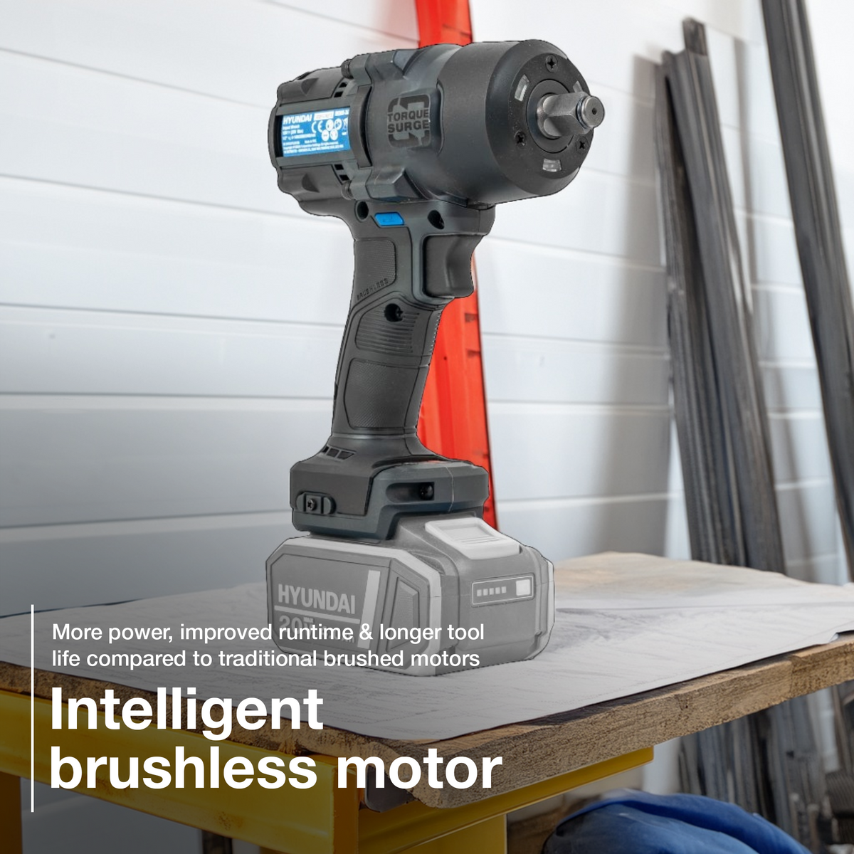 Hyundai 20V 700Nm Impact Wrench Kit, 4Ah Battery and 2A Charger