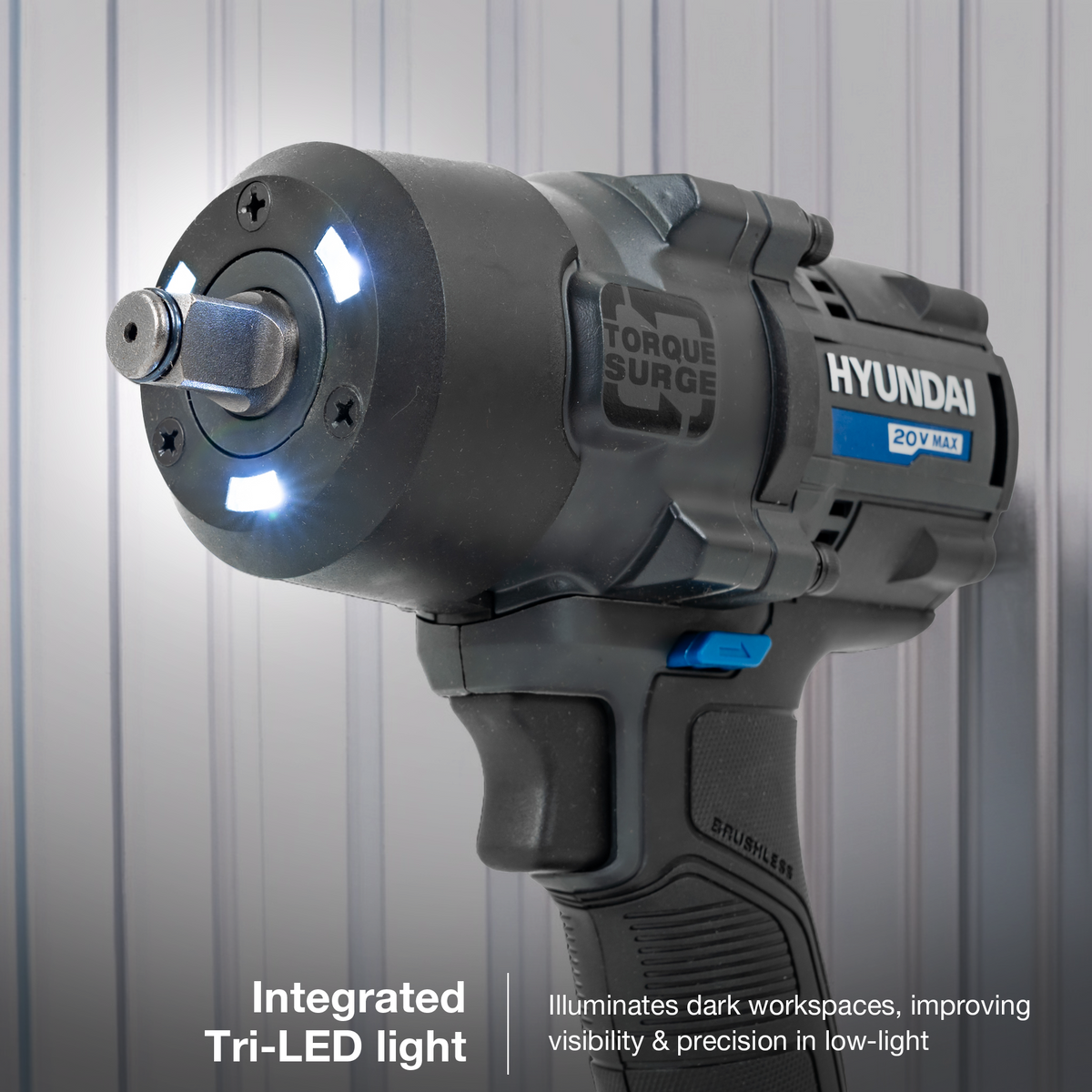 Hyundai 20V Cordless ½’’ Impact Wrench, 700Nm High-Torque with Friction Ring, 20V 4AH Battery & Charger | IW20X-700+BI20-4+C20-2