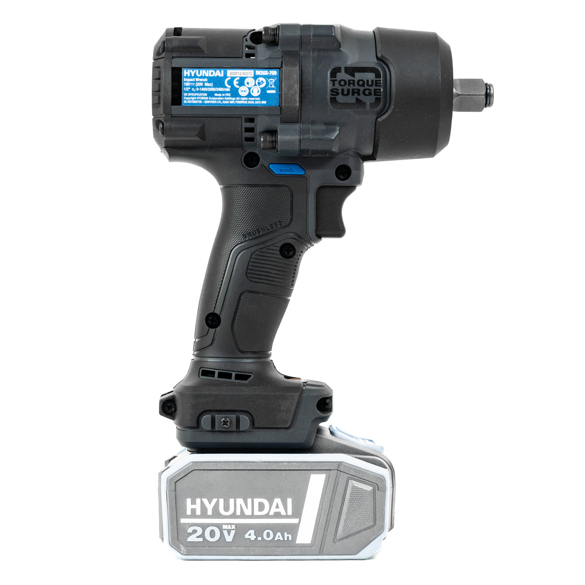Hyundai 20V 700Nm Impact Wrench Kit, 4Ah Battery and 2A Charger