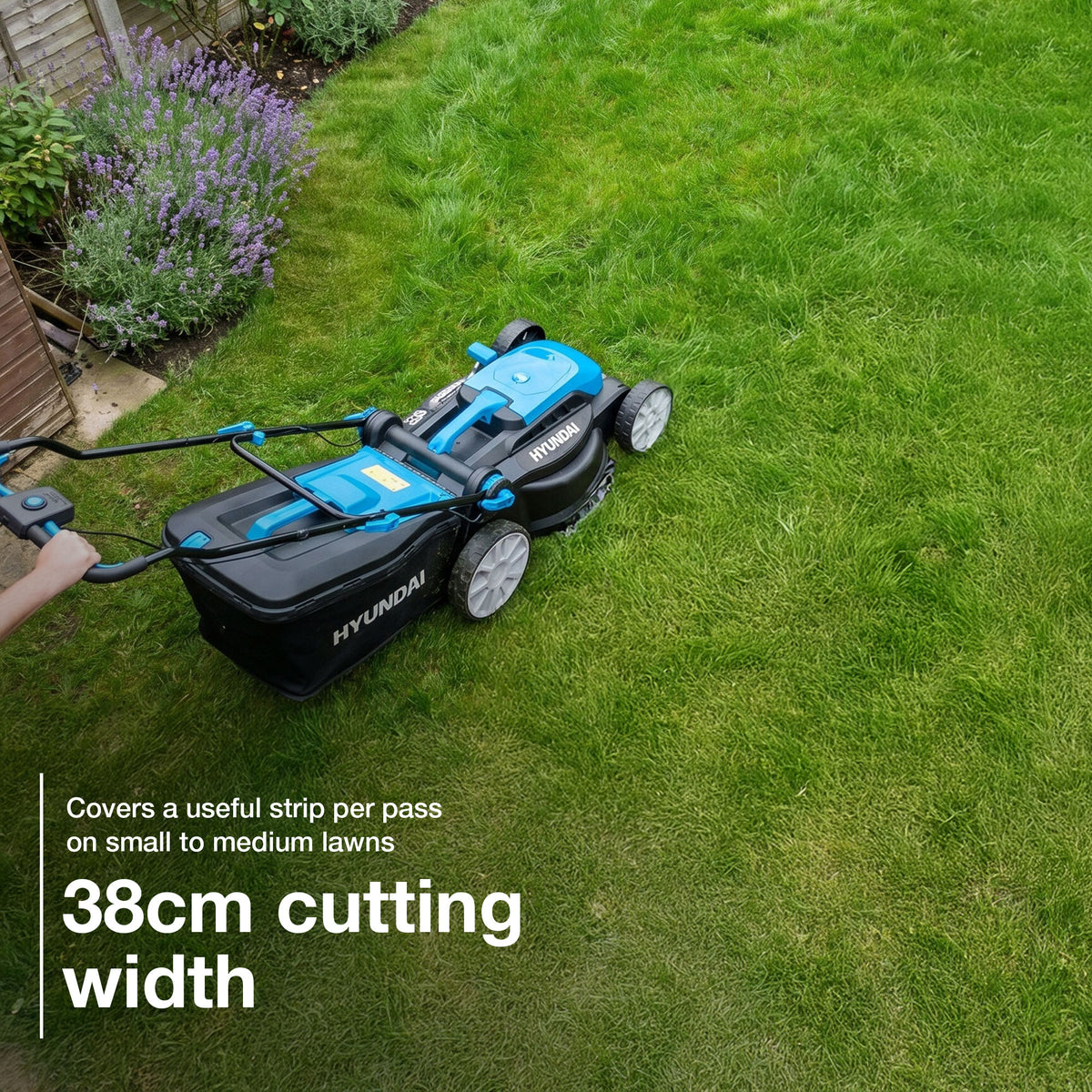 Hyundai 38cm / 15" 40V (2x20V) 3-in-1 Brushless Cordless Lawnmower, 36L Bag | HY40CLM38