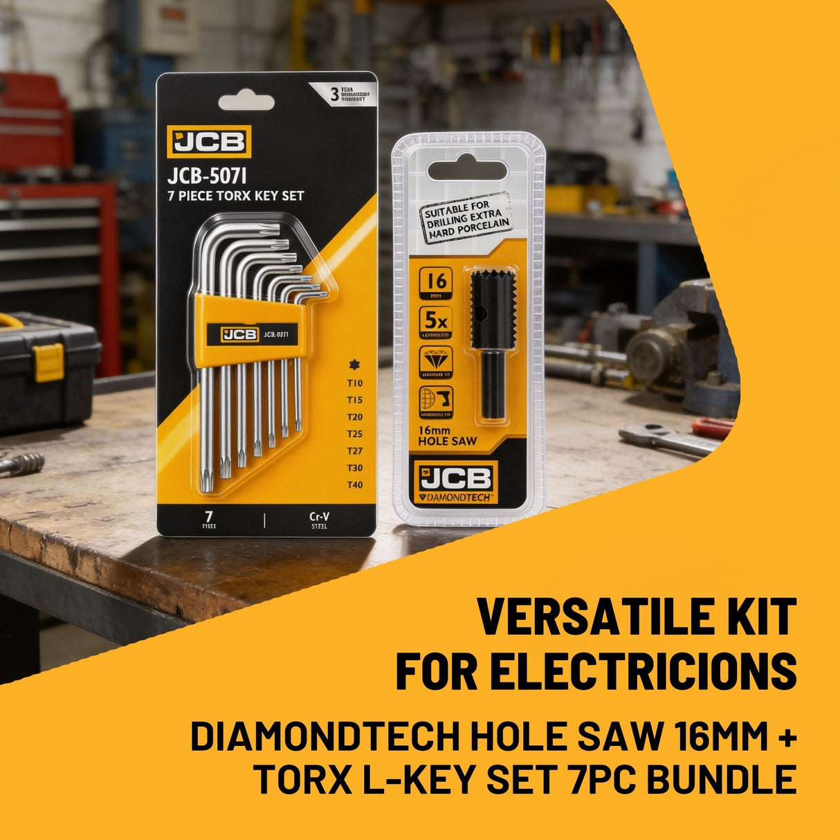 JCB Electrician Hole Saw & TORX Key Kit