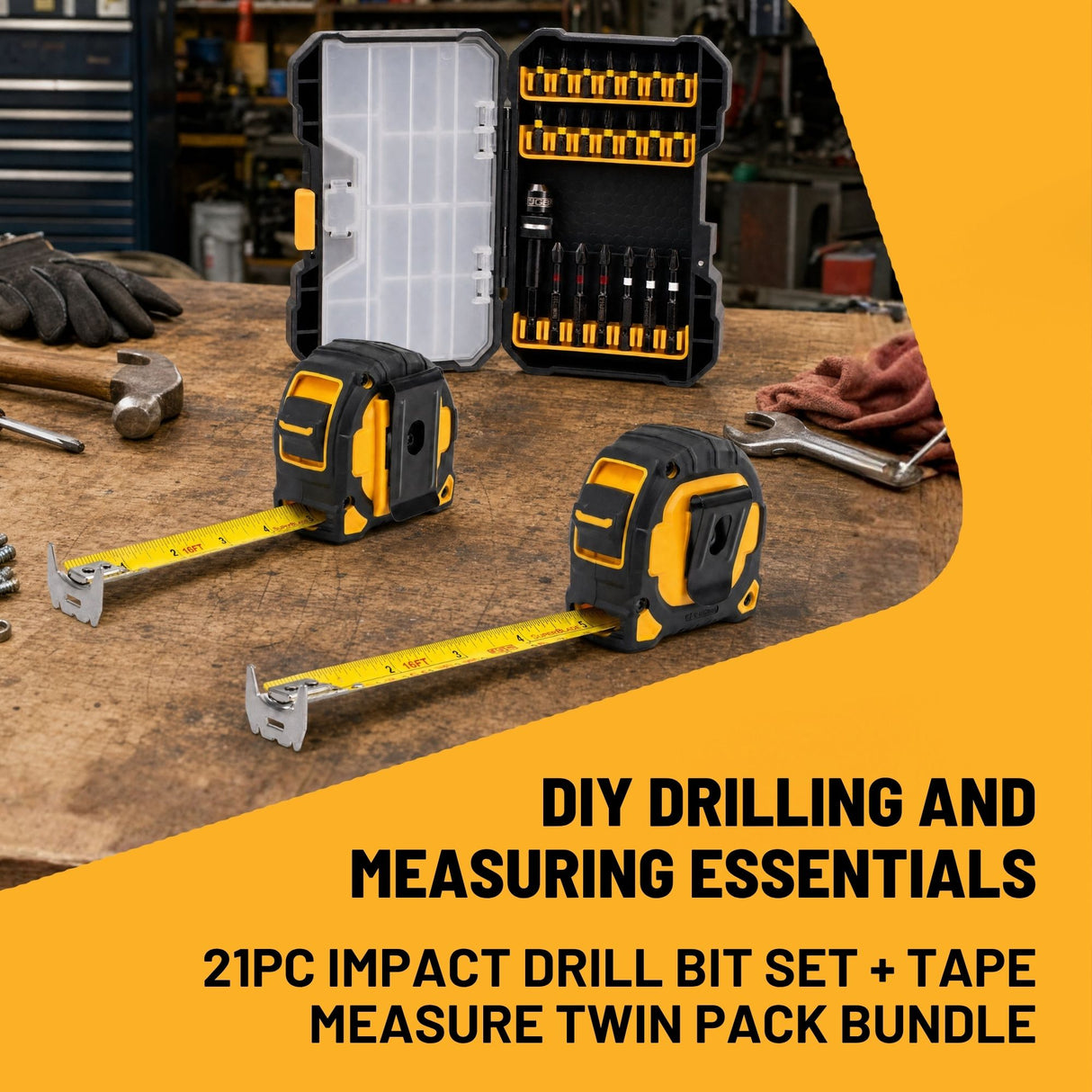 JCB DIY Impact Bit & Tape Measure Kit