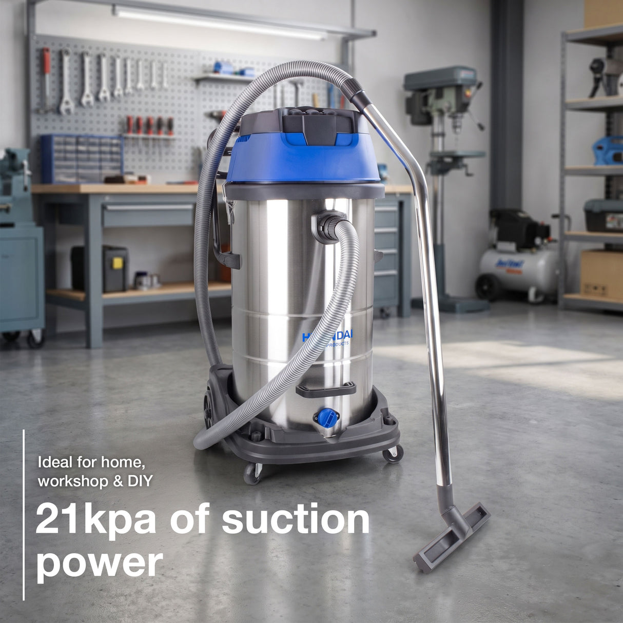 Hyundai 3000W 100L 2-In-1 Wet and Dry Vacuum Cleaner, HEPA type Filtration | HYVI10030