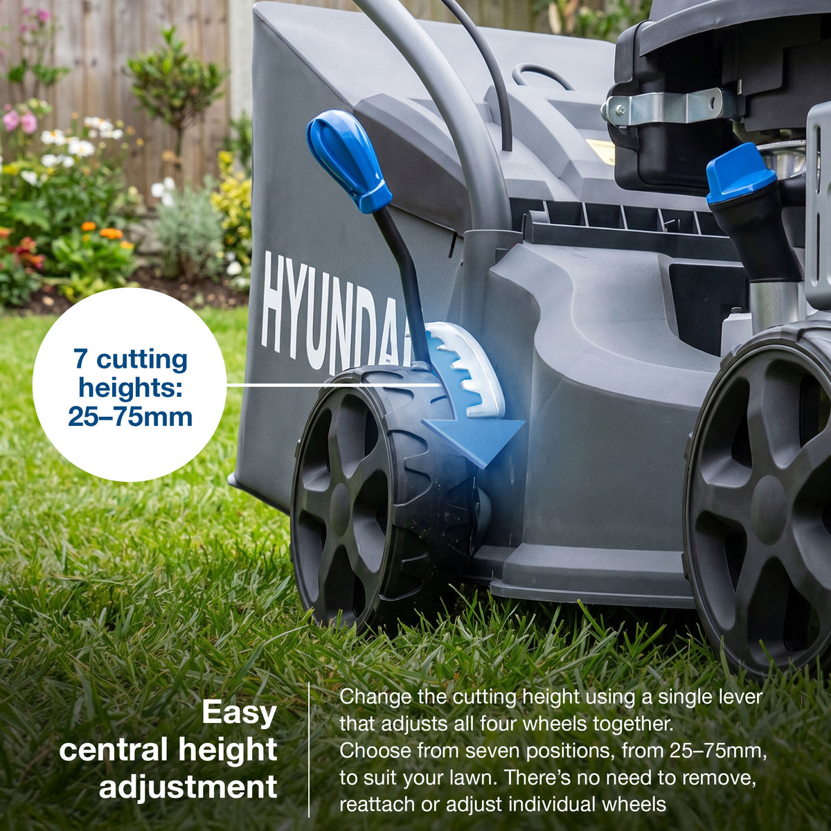 Hyundai 16" / 40cm Petrol Lawnmower, Hand Push, 139cc Engine | HYM16130PX