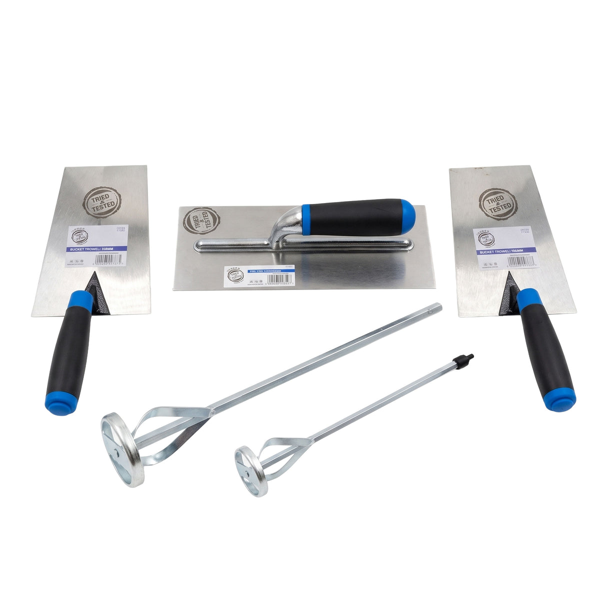 TTB05 - Plastering Tool Set with Float, Bucket Trowels and Paddle Mixers
