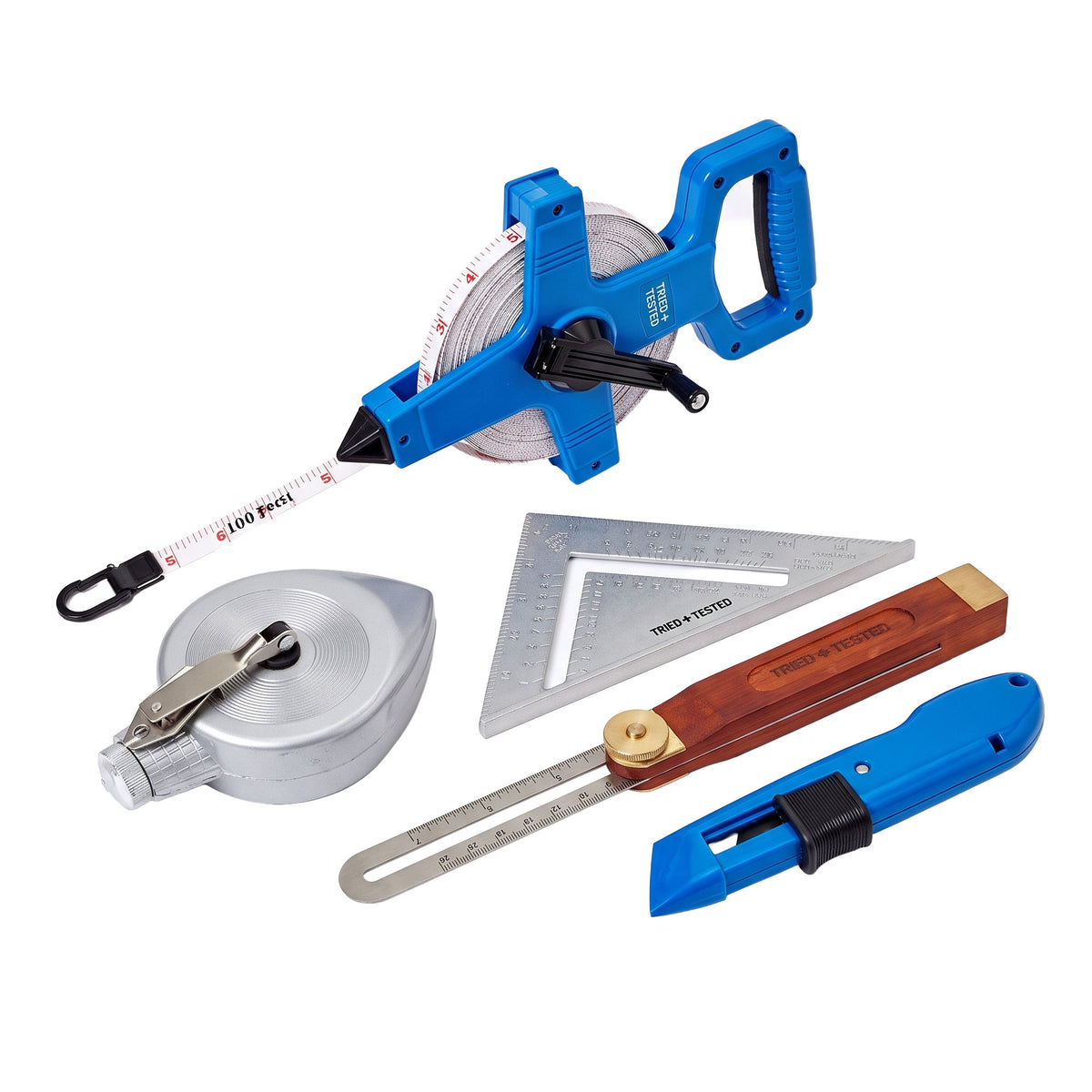 TTB08 - Measuring and Marking Kit with 30m Tape, Chalk Line and Square