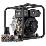 Hyundai 80mm 3" Electric Start Open Frame Diesel Trash Water Pump, 25m Total Head, 6m Lift, 880min Flow Rate, 6hp, 296cc | DHYT80E