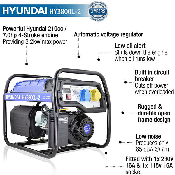 highly economical 210cc / 7hp single-cylinder 4-stroke petrol generator