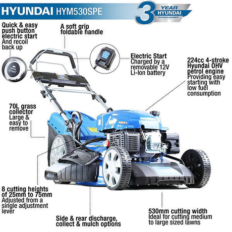 hym530spe lawn mower features