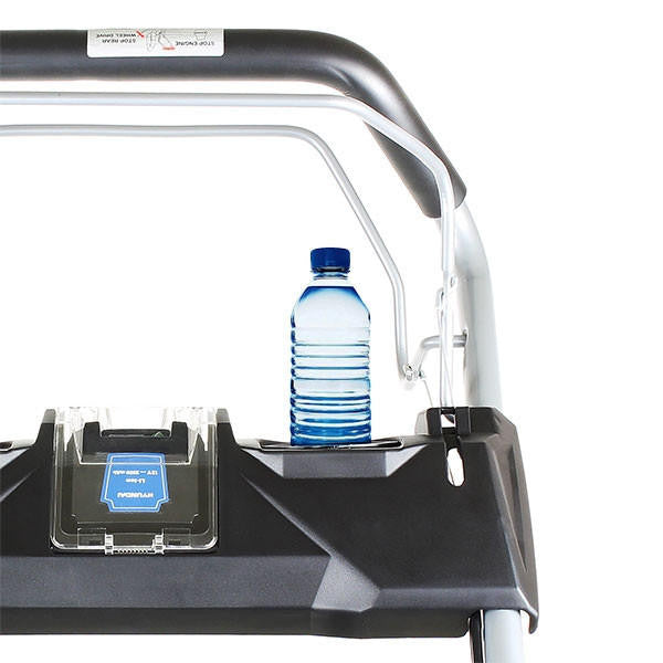 lawn mower with drinks bottle holder