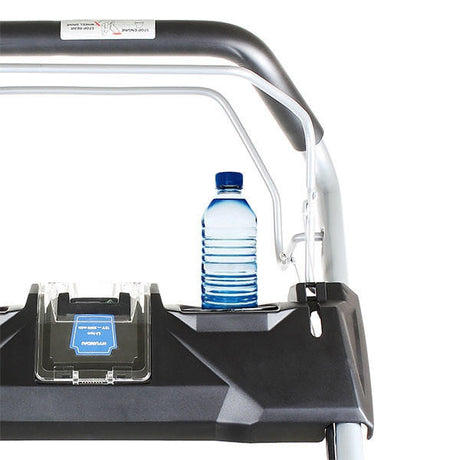 lawn mower with drinks bottle holder