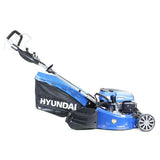 The HYM530SPR is a petrol self-propelled lawn mower from Hyundai with a rear roller, specifically designed for mowing stripes into your lawn.