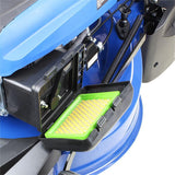 the HYM530SPR can be easily adjusted between its five different cutting heights - from 25mm for super smooth to a 75mm option if you’re trimming rougher ground or doing a first cut..