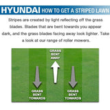 Striped are created by light reflecting off the grass blades. Blades that are bent towards you appear dark, and the grass blades facing way look lighter. Roller lawn mowers allow you bend the grass to achieve a striped lawn.