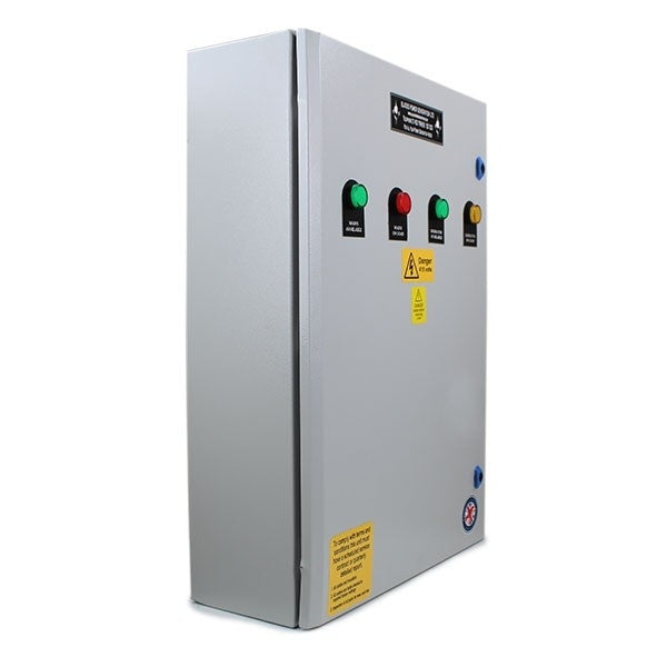 Side view of ATS Automatic Transfer Switch Package for 3 Phase Hyundai 1500RPM Diesel Generators from the DHY11KSE to the DHY65KSE
