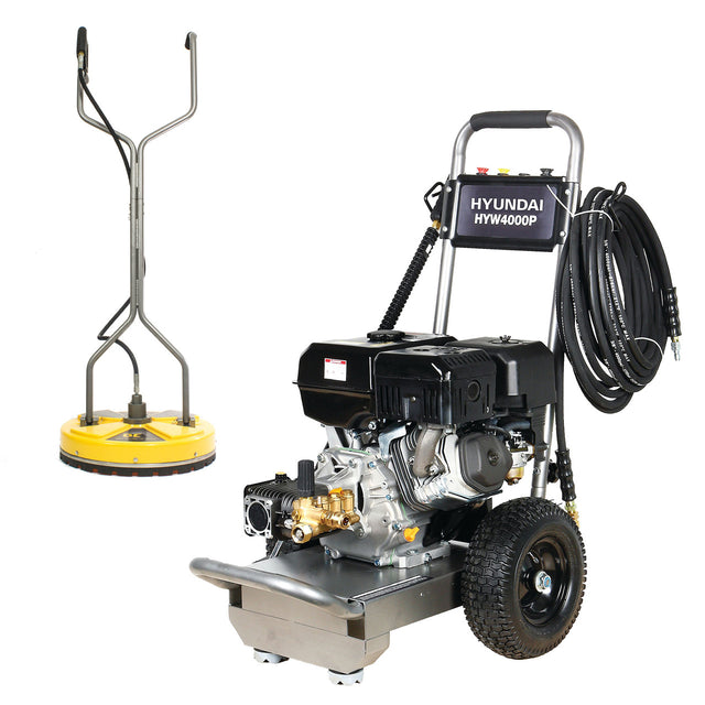Hyundai 4000psi 420cc 15L/min Petrol Pressure Washer & 20" Flat Surface Cleaner | HYW4000P + 85.403.007