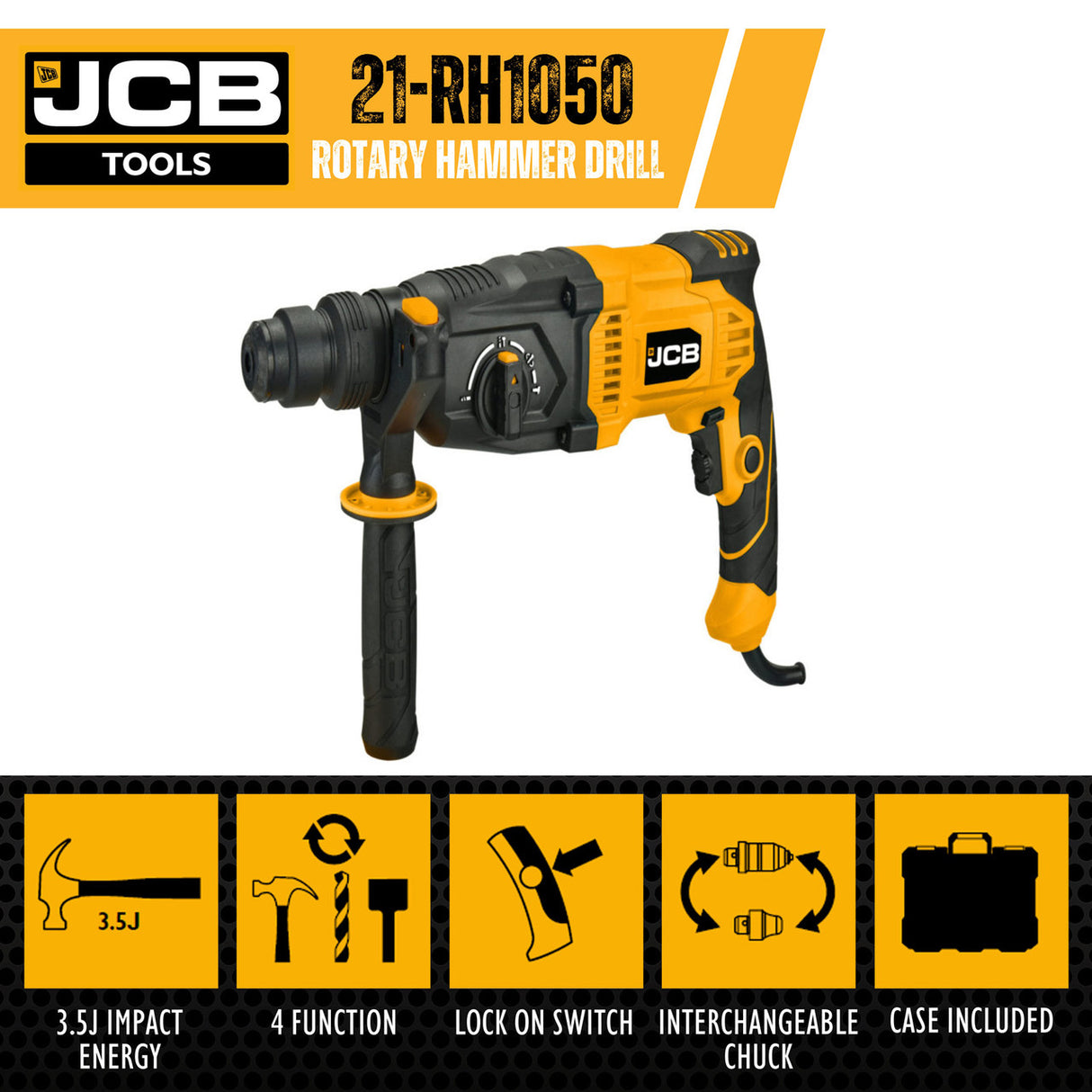 JCB 1050W ROTARY HAMMER DRILL | 21-RH1050