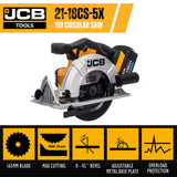 JCB 18V CIRCULAR SAW 5.0AH LITHIUM-ION BATTERY AND 2.4A CHARGER | 21-18CS-5X