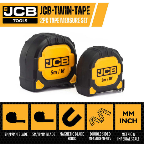 JCB 2 PC Tape Measure Set Infographic