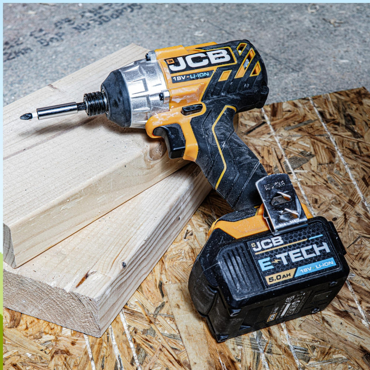 JCB 18V Brushless Impact Driver, 180Nm, 2.0Ah Li-Ion Battery and Charger, 1/4" Hex Quick Release Chuck | 21-18BLID-2X-B