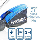 Hyundai Petrol Electric-Start Roller Lawnmower 19" 48cm & Petrol Leafblower Backpack Bundle