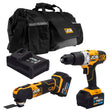 JCB 18V Combi Drill Multi Tool Kit 2x 5.0ah super fast charger in 20" kit bag | 21-18MTCD-5