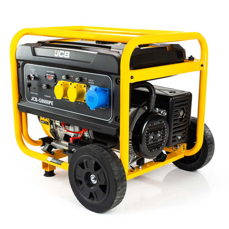 JCB 7.9kW / 9.8kVA Petrol Site Generator, 115V / 230V 15hp 457cc JCB Engine, Recoil & Electric Start | JCB-G8000PE