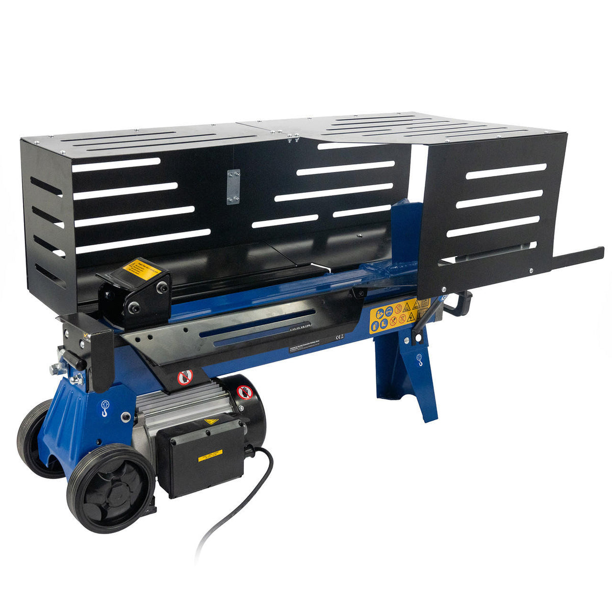 7 Tonne Horizontal Electric Log Splitter Hydraulic Ram Steel Protection Cage 520mm Length