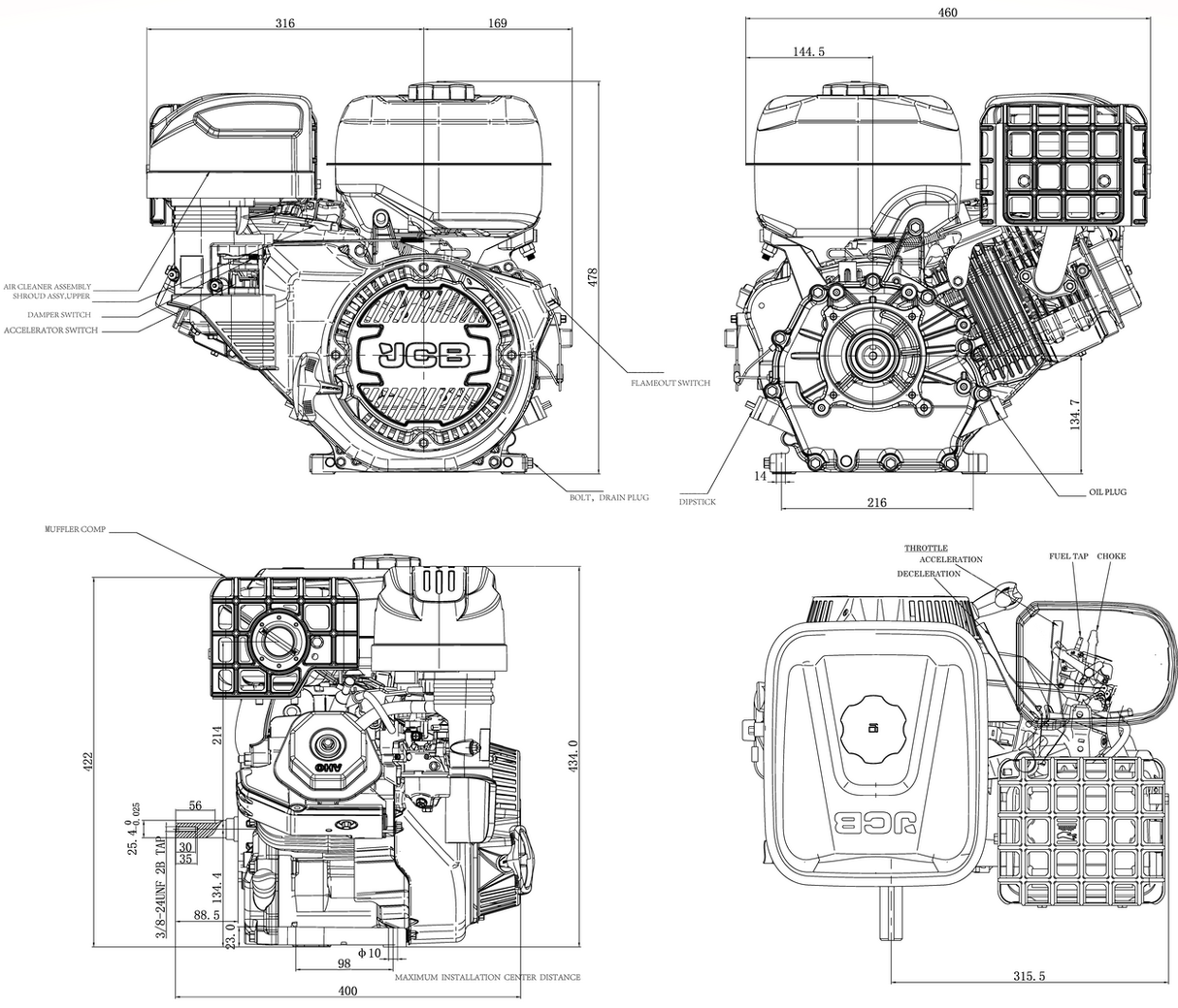 JCB-E460P Technical Drawing