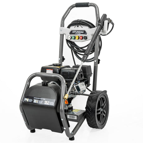 Hyundai 209cc 3400psi Petrol High-Pressure Washer, 5 Nozzle Attachments, Axial Pump, 10m Hose & 5L Detergent Tank | HYW3400P