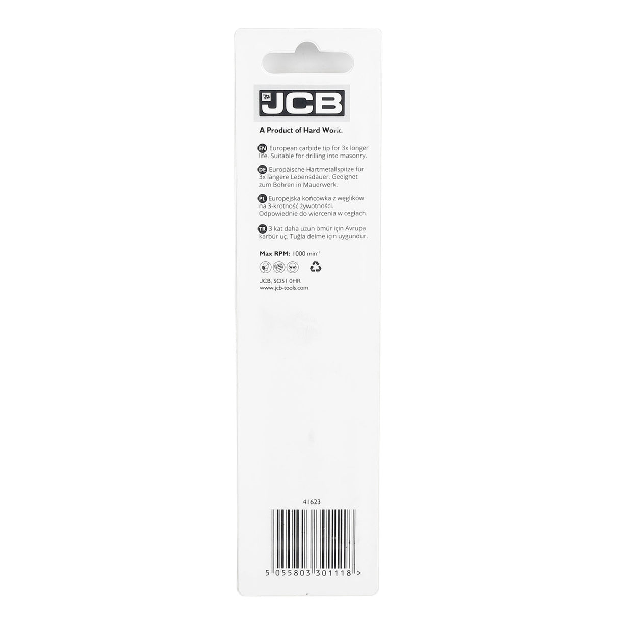 JCB Masonry Drill Bit  16 x  150 mm | 5055803301118