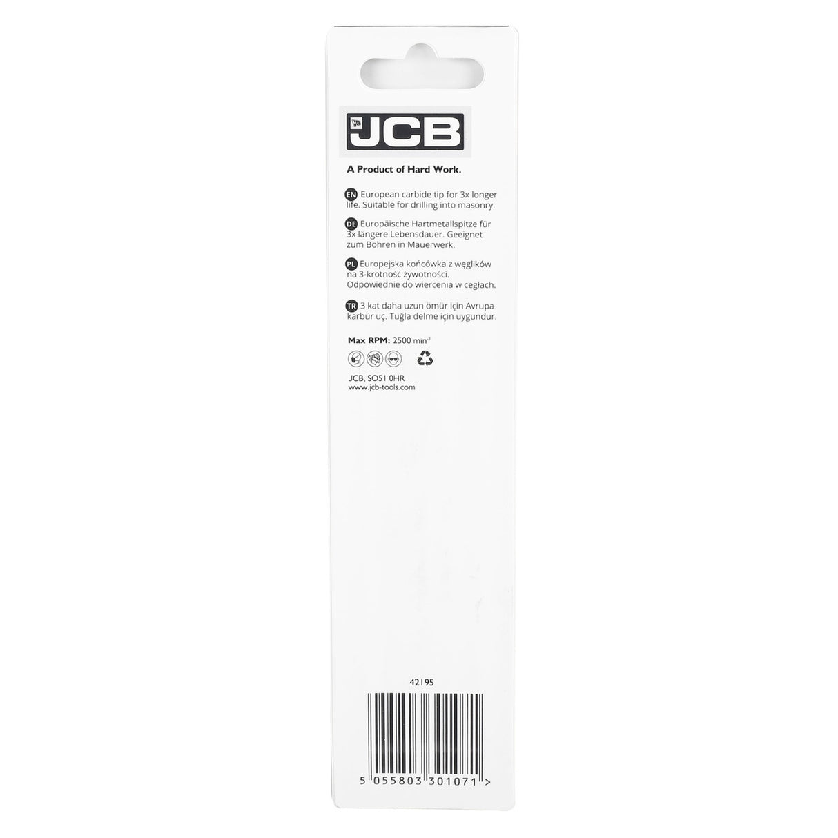 JCB Masonry Drill Bit 8 x 150 mm | 5055803301071