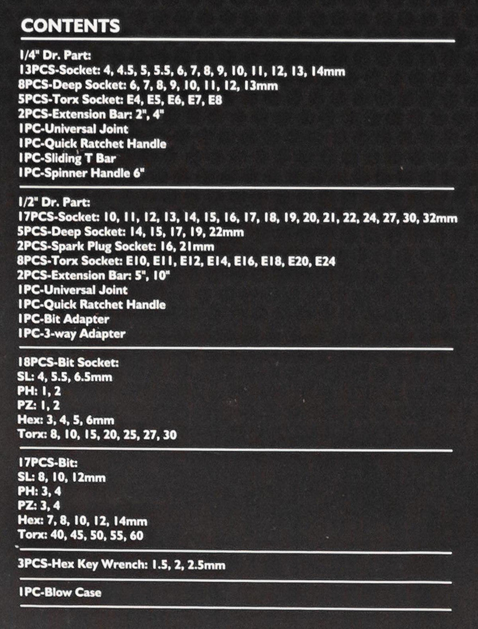 JCB 108 Piece Socket and Bit Set, Chrome Vanadium Steel | JCB-41082-5