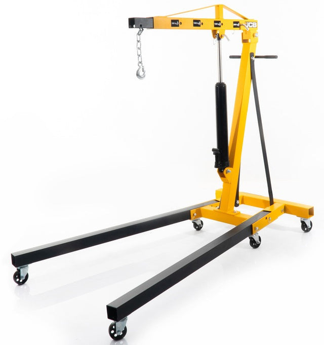 The JCB-TH72004 is a foldable hydraulic workshop crane built with high-quality materials designed to lift and move objects up to 2 tonnes in weight - ideal for removing and installing engines, gearboxes and other associated automotive components.