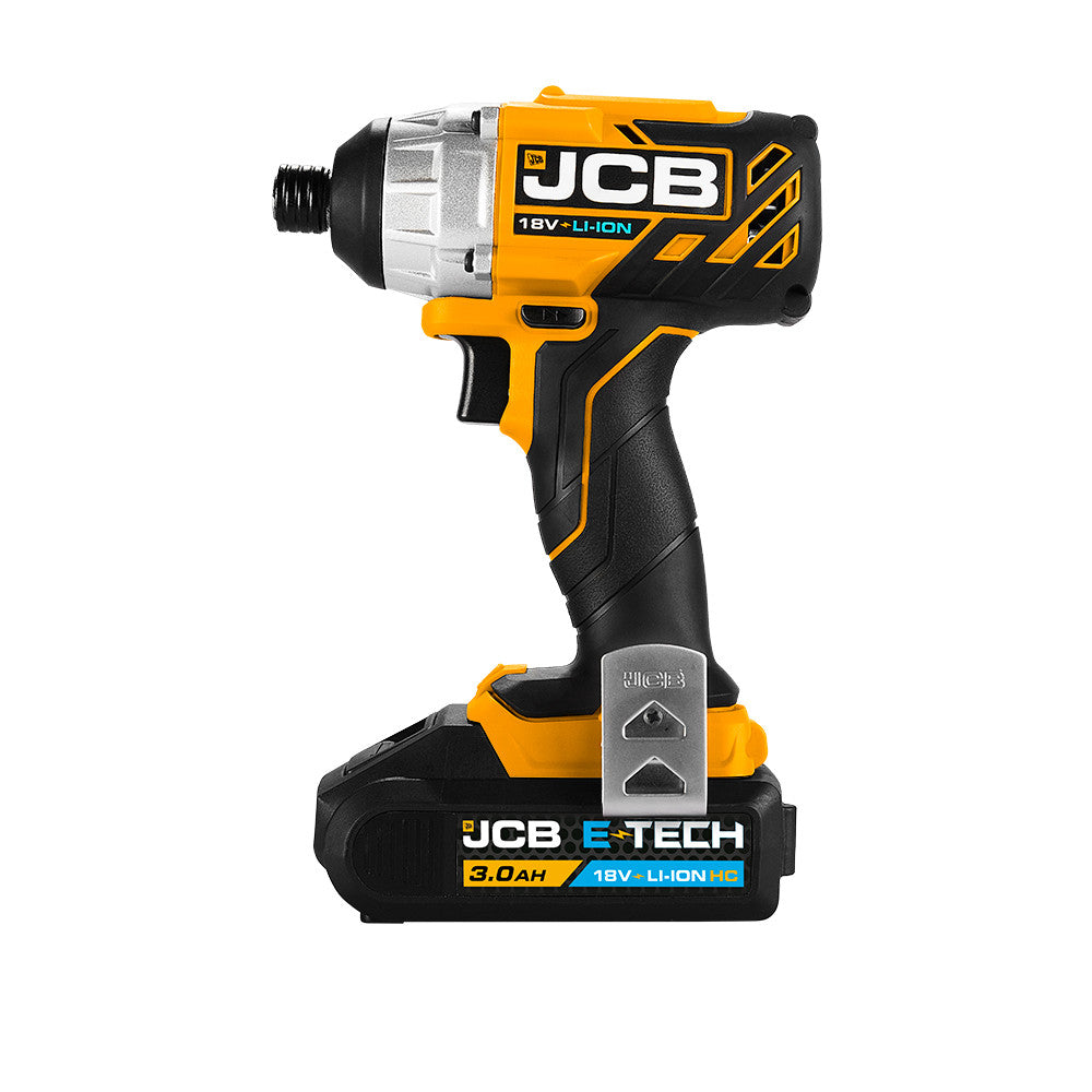 JCB 18V Brushless 180Nm Impact Driver with 3.0Ah Li-ion Battery & 2.4A Fast Charger,  1/4" Hex Quick Release Chuck | 21-18BLID-3CX-B