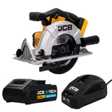 JCB 18V Cordless Circular Saw 165mm 6.5" with 3.0Ah Li-ion Battery & 2.4A Fast Charger | 21-18CS-3CX