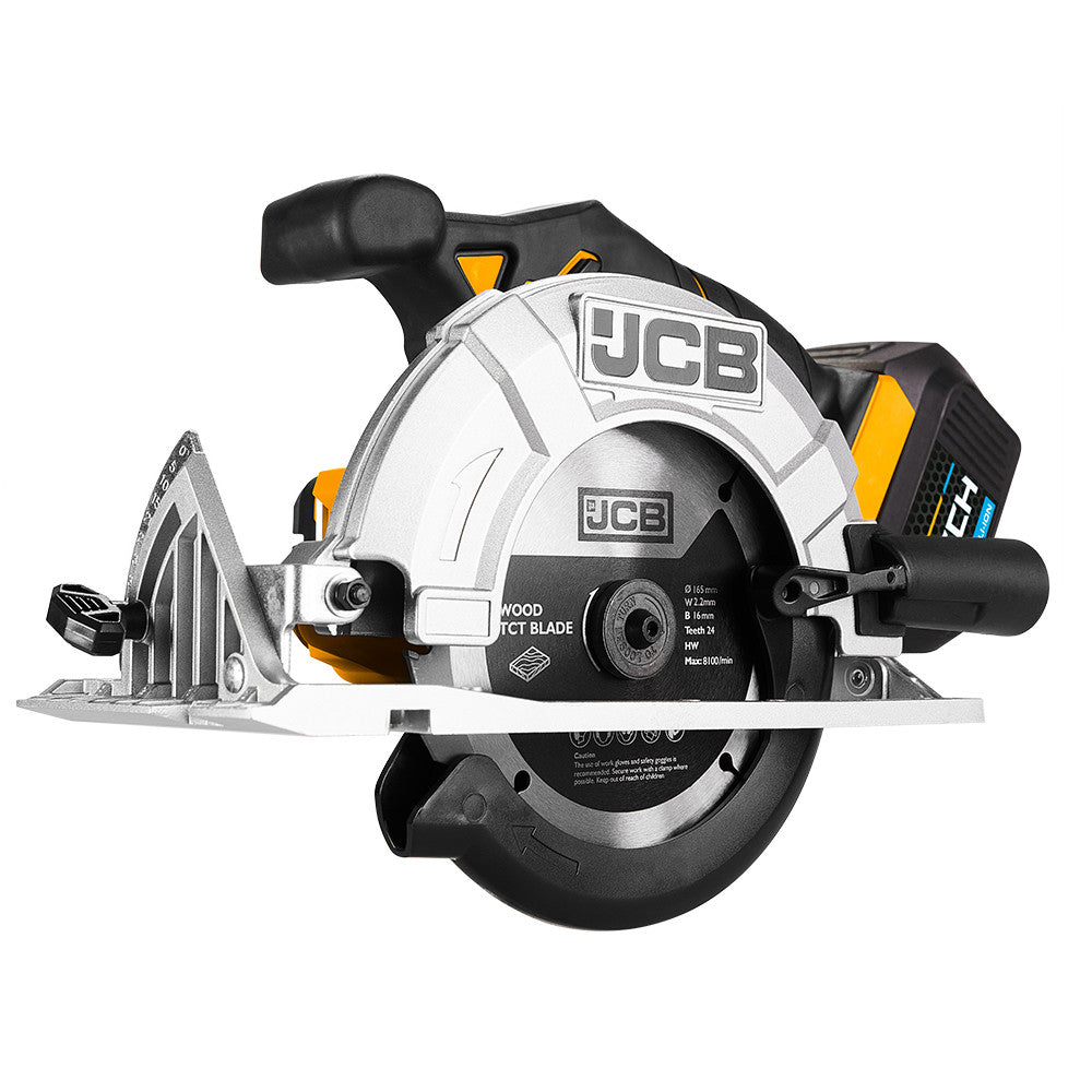 JCB 18V Cordless Circular Saw 165mm 6.5" with 3.0Ah Li-ion Battery & 2.4A Fast Charger | 21-18CS-3CX