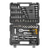 The JCB 82 Piece Tool Set, JCB-4821-5DS, is a versatile automotive tool set designed for assembly, repair, and maintenance tasks
