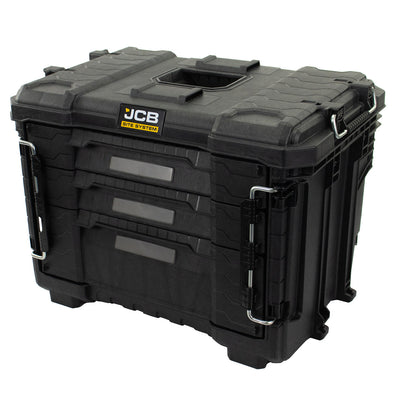 JCB 3 Drawer Site System, 20kg Load, 26.4L Capacity Tool Storage Box  JCB-SITESYS-3DW