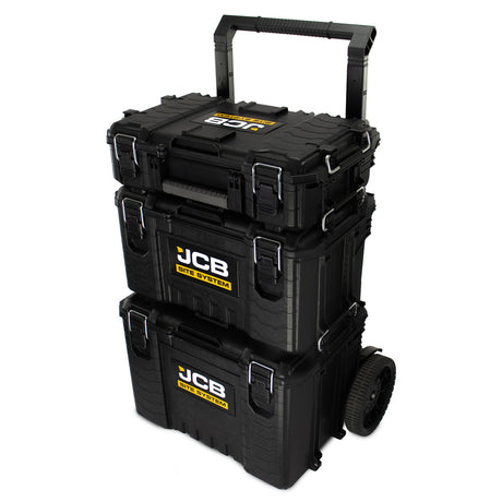 Complete JCB Site System set: Cart with Trolley, Tool Box, and Tool Organiser Case
