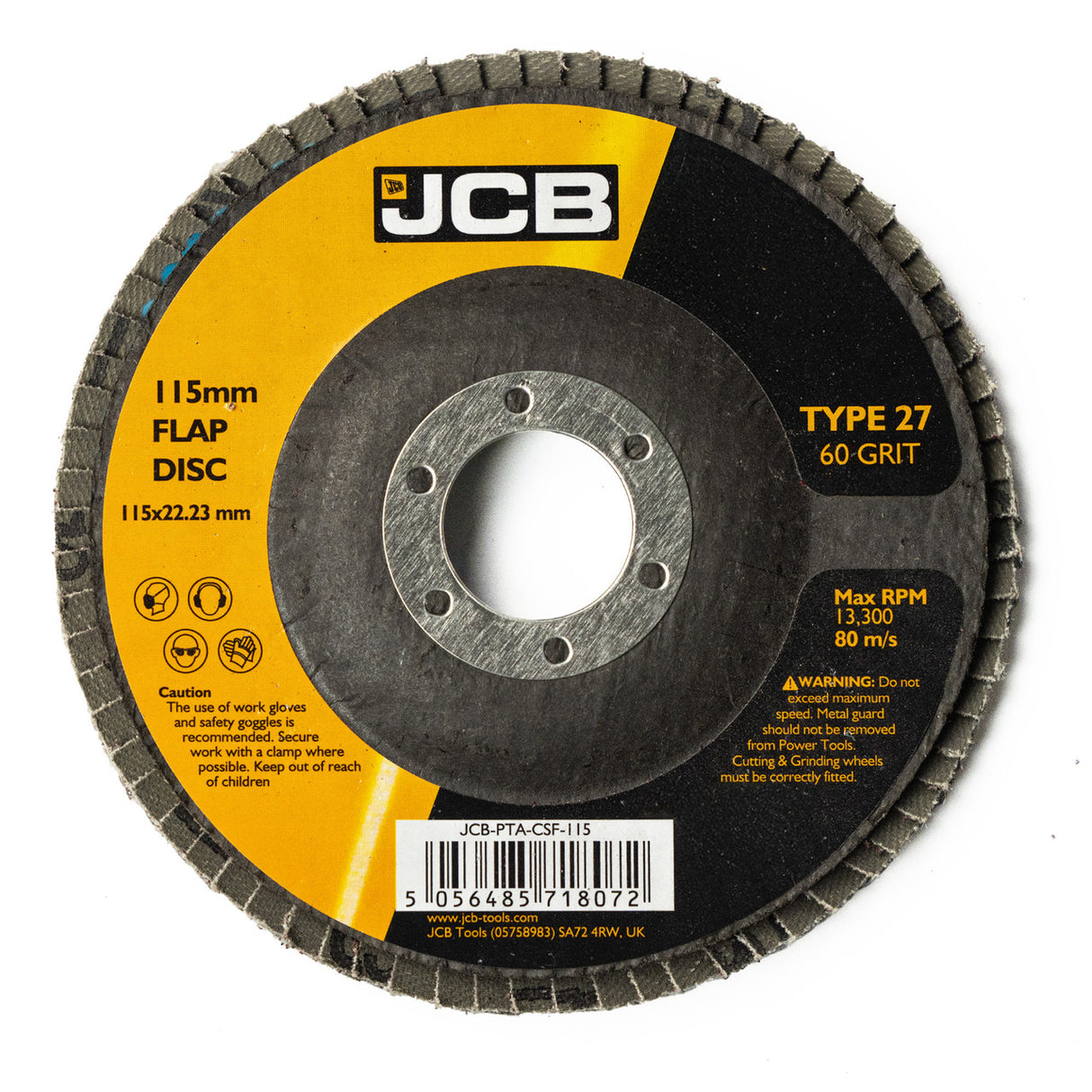 JCB 115mm Aluminium Oxide Flap Discs 60 Grit 10 Pack | JCB-FDC115-60-10PK