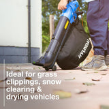 Ideal for grass clipping, snow clearing and drying vehicles
