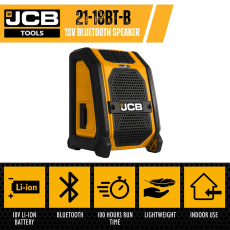 Key Features of the JCB 18V Cordless Bluetooth Speaker ( 21-18WBS-B)