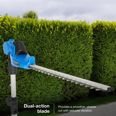 450mm dual-action blade: Laser-cut blade ensures clean, sharp cuts with reduced vibration